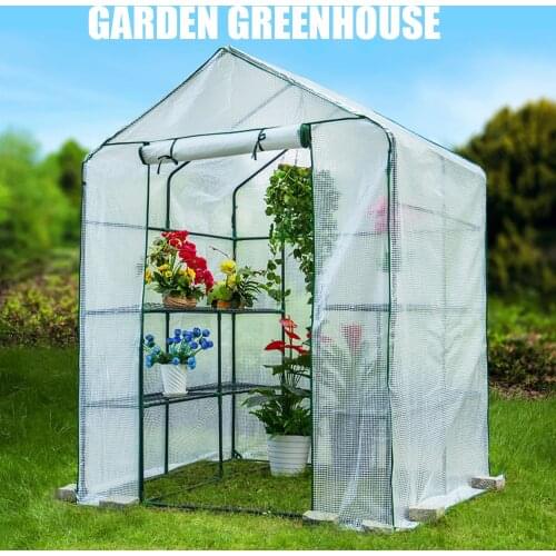 Garden Greenhouse White PE Plant Cover Sunny Flower Room Outdoor Balcony Temperature Retaining Vegetable Sheds With Steel Frame