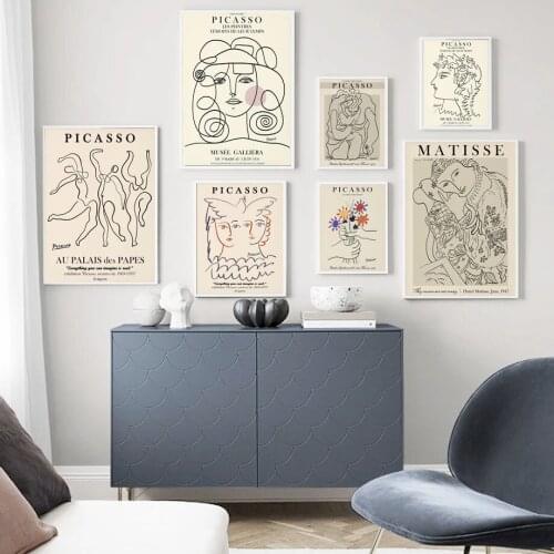 Nordic Posters and Prints Picasso Matisse Abstract Girl Flower Wall Art Canvas Painting Wall Picture for Living Room Home Decor