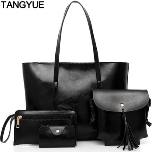 TANGYUE Women Leather Handbags Set Vintage Large Capacity Tote Casual Bags Womens Shoulder Bag for Girls Fashion sac a main New
