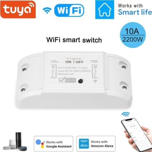 Tuya DIY WiFi Smart Switch 10A/2200W Wireless Remote Switch Breaker Timer APP Control Smart Home Works With Alexa Google Home