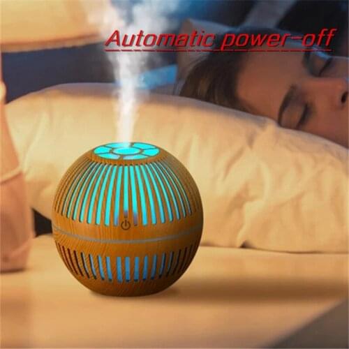 Wood Grain Air Humidifier USB Electric Aroma Essential Oil Aromatherapy Diffuser Automatic Power Off LED Light For Home Room