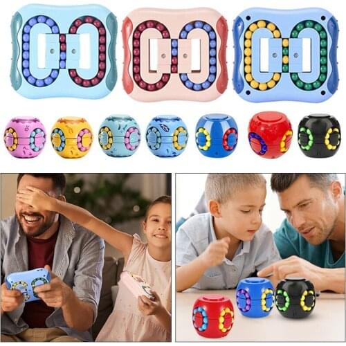 Fun Rotating Magic Cube Educational Cube Toy Bean Fingertip Educational Round Cube Finger Gyro Magic Disk Sensory Fidget Toy