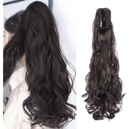 Claw Clip in Ponytail Extension 22" Long Curly Wavy Pony Tail Synthetic Hair Extensions Claw Jaw in Fake Hair Piece For Women
