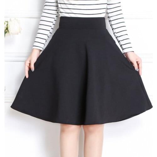 2020 Spring & Autumn Women Midi Skirt Korean Fashion Slim Pocket Elastic High Waist A Line Skirt Plus Size Black Sexy Skirt