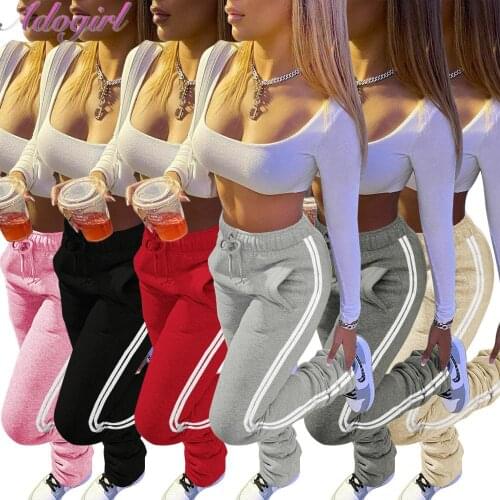 Women Striped Stacked Pants High Waist Leggings Flare Bell Bottom Ruched pleated pants Draped Jogger Sweatpants outfit trouses