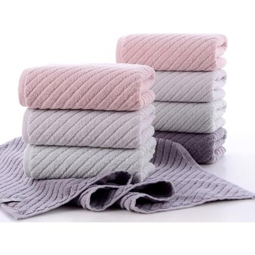 34*74cm Twill 1pcs Face Towel Pure Cotton Solid Color Plain Dyed No Hair Loss for Adults Kids Strong Water Absorption Tuala Muka