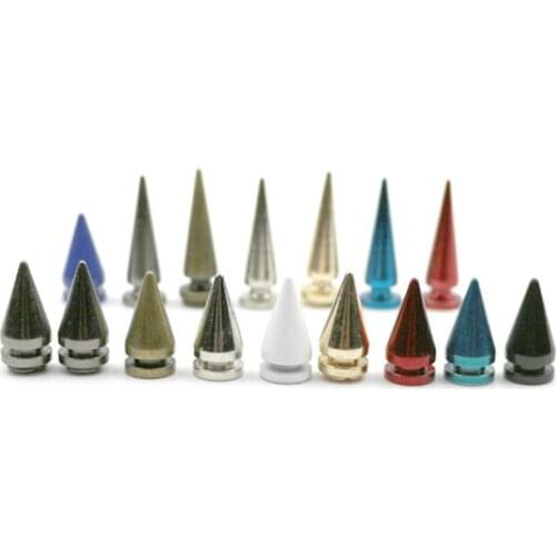 10Pc 1*2cm Metal Hats Spikes Color Gold Silver Black Bronze Spiky Nails For Punk Bags DIY Handcraft Nailheads Rivets For Leather
