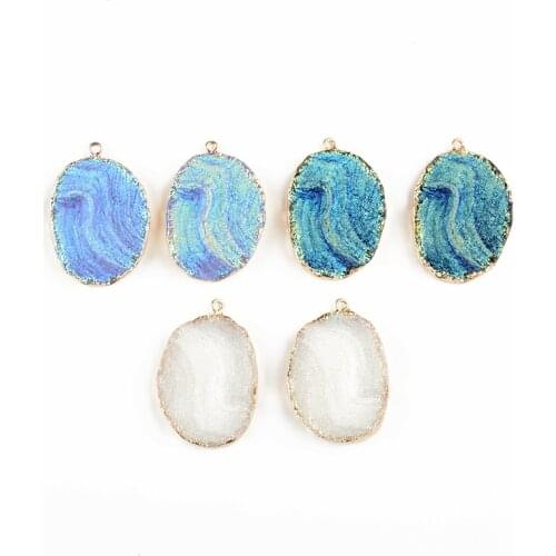 2 PCS Jewelry Making Ore Marble Texture Pendant Diy Resin Imitation Handmade Bracelet Necklace Earrings Hair Accessories