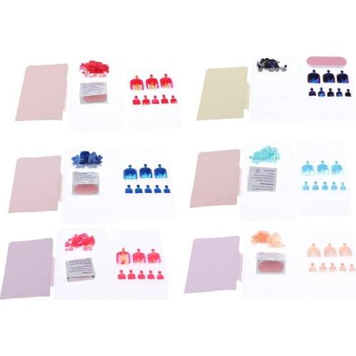 24 Pcs Classic Style Gradient Ombre French Adhesive False Nails Tip