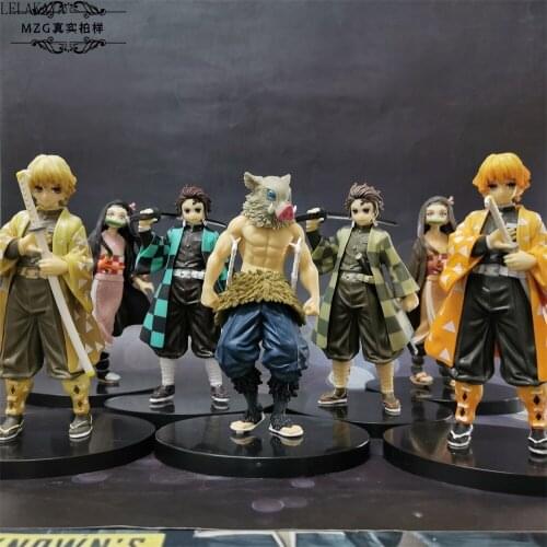 Anime Demon Slayer Kimetsu no Yaiba Kamado Tanjirou Nezuko Hashibira Inosuke Agatsuma Zenitsu PVC Action Figure Collection Model