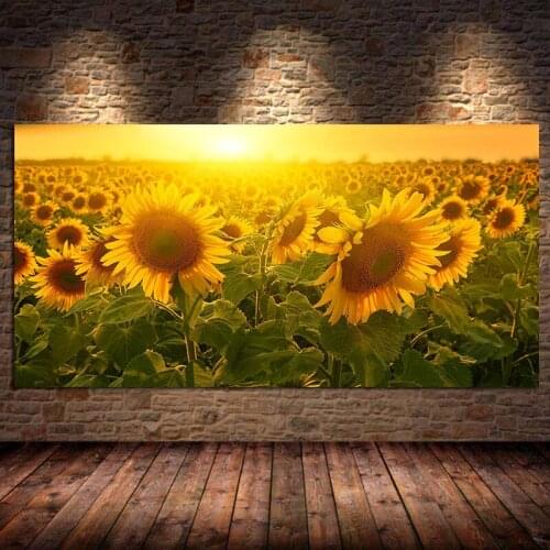 Free Shipping Korean style Classical Sunflower Modern Canvas Painting on Canvas Posters Wall Art Pictures Living Room Home Decor