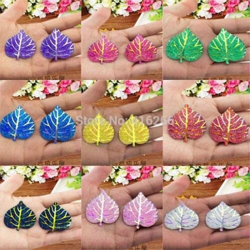 Free shipping New 40*33mm 90pcs/lot MIxed colors Leaf Resin Flatback Scrapbooking for phone/wedding/craft DIY deco