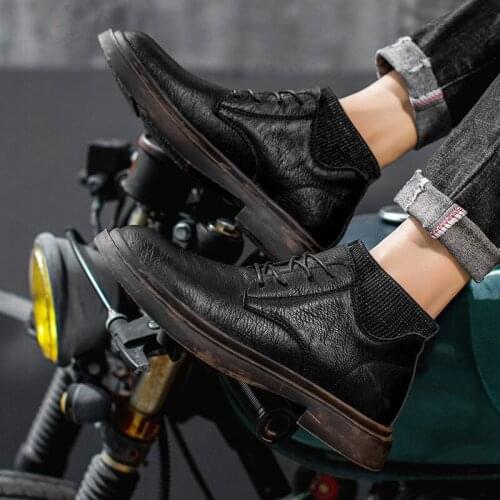 Cow Leather Men Winter Boots Handmade Retro Men Boots Genuine Leather Men Winter Shoesfg789