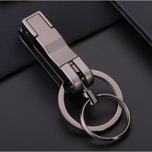 Men Waist Hanging Anti-lost Double Ring Removable Key Chain Keychain Metal Double Keyring Auto Pendant Key Holder Accessories