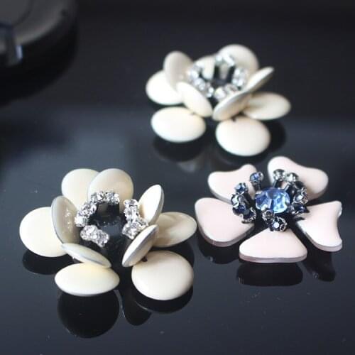 Flower rhinestones beaded decoration button patches applique crystal fabric sew on patch fashion clothing bags decoration patch