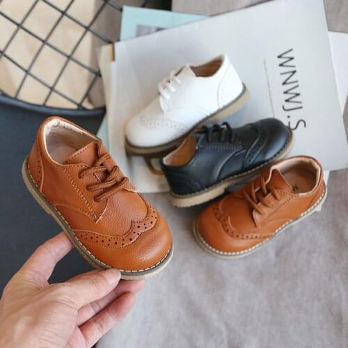 2020 Spring Autumn Children Leather Shoes Bos Girls Casual Peas Shoes Toddler Kids Comfortable Student Performance Soft Shoes