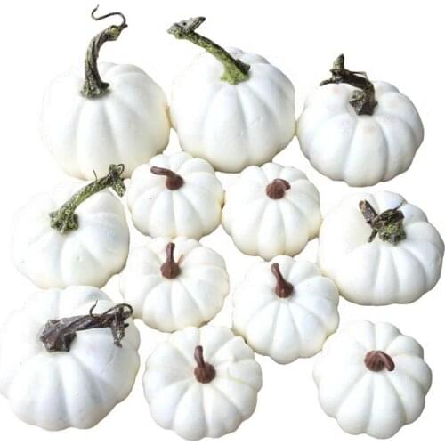 Gresorth 12 PCS Artificial Pumpkins White Pumpkin Fall Autumn Halloween Christmas Decoration