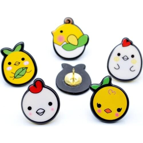 5 Pcs 5 Colors Acrylic Thumbtack Cute Chick Shape Push Pin Creative Cork Big Head Pushpins Can Be Nailed Wall Shaped Office Pins