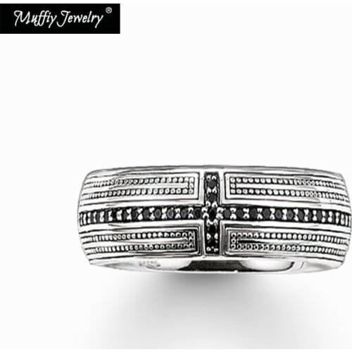 Band Ring Cross Pave in 925 Sterling Silver Ring, Gift for Women & Men,Europe Style Factory Wholesale 2018 Fine Jewelry