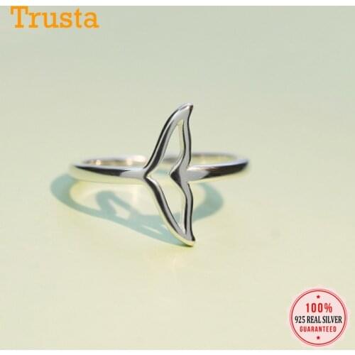 Trusta 2019 New 100% 925 Sterling Silver Jewelry Rings Size 5 6 7 8 9 Stuff Tail Cocktail Ring Gift For Women Girls Lady DS1431