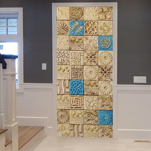 Creative 3D Arabic Style Tile Wallpaper Wall Sticker Bedroom Living Room Corridor Door Home Decoration