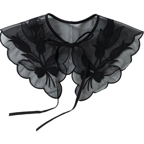 Linbaiway Women Fake Collar Detachable Shirt Lapel Necklace Ladies False Collar Blouse Top Faux Col Half-Shirt Clothes Accessory