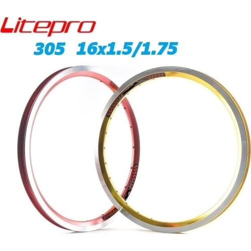 Litepro 1pcs Folding Bicycle Rims Litepro k-fun 16 inch 305 Double Wall Bike Wheel Rim 20/28 Hole For Folding Bike Modified Part