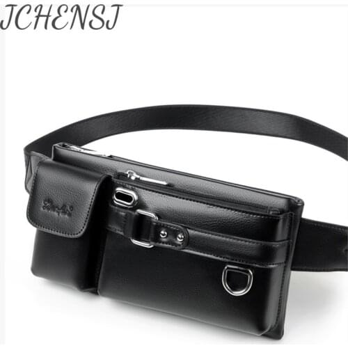 JCHENSJ Genuine Leather Mens Belt Bag Multifunction Travel Working Chest Bag For Men Multiple Pockets Male Fanny Pack