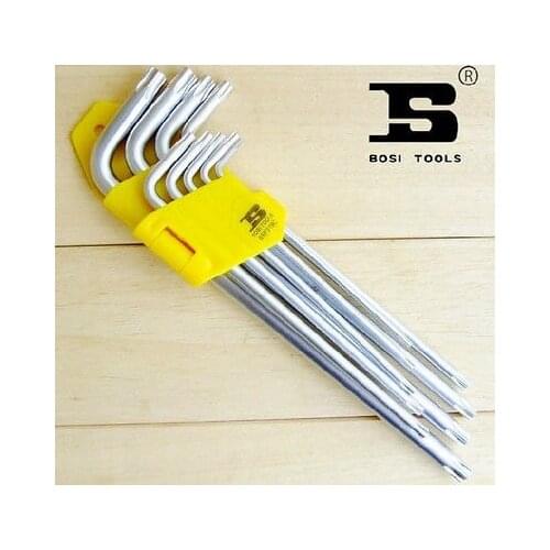 9 Pcs Long L-shpae Torx Hexagon Wrench Set with Plastic Holder