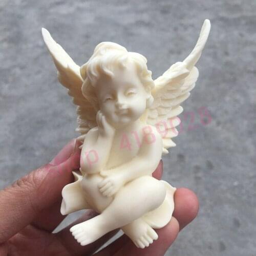 Natural palm tree coconut fruit, pure manual carving, Cartoon angel small ornaments, exquisite crafts, decorations