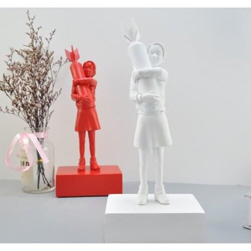 Nordic Home Decor Figure Figurines Bomb Girl Banksy Sculpture Bomb Hugger Street Art Resin Statue Desktop Decor Holiday Gifts