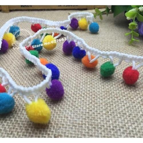 New pompon ball lace trimming fringe tassel multi-color Christmas lace decoration