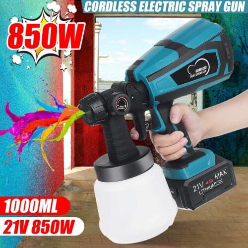 1000ML Electric Paint Sprayer Cordless Spray Gun High Power Home 1.8/2.5mm Nozzle Easy Spraying Paint Gun Detachable Power Tools