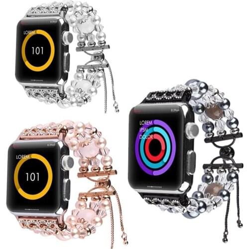 Watchband Agate Adjust Metal Buckle Belt Stylish Watch Strap for Apple Watch SE Series 6 5 4 Band 44mm 40mm 42mm 38mm Wristband