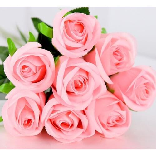Pink color Real Touch Rose Decor Rose Artificial Flowers Silk Flowers Latex Wedding Bouquet Party Birthday Christmas Flowers