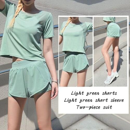 Mesh Breathable Sportswear Two-piece Suit Women Short-sleeved Shorts Yoga Clothes Running Quick-drying Clothes Fitness Clothes