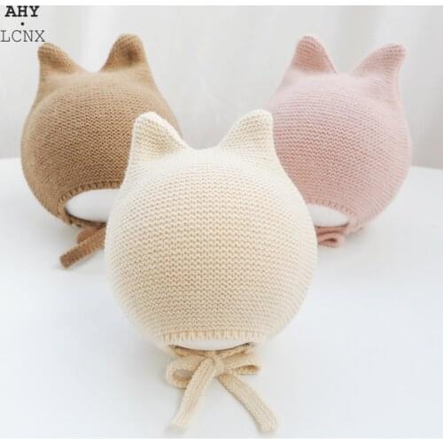 2021 New Winter Autumn Baby Hat Kids Knitted Hat Lace-up Boy Girl Bonnet Cotton Knit Warm Hats Kids Windproof Ear Caps