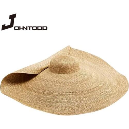 Elegant natural big straw hat with wide brim Kentucky Derby womens hat ribbon girl summer sunscreen beach hat Dropshipping 25CM