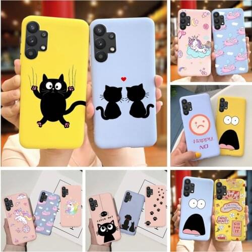 Silicone Case For Samsung Galaxy A32 5G Cute Cartoon Unicorn Cat Pattern Cover For Samsung A32 5G A 32 SM-A326B Candy Soft Cases
