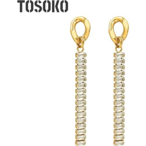 SODROV Stainless Steel Jewelry Chain Full Of Zircon Earrings Womens Fashion Ear Line BSF475