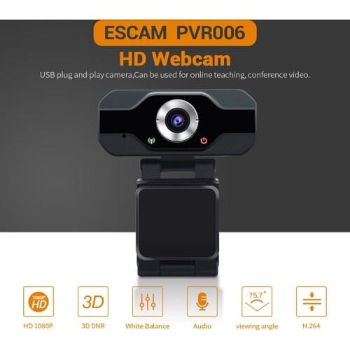 ESCAM USB Webcam Full HD 1080P Web Camera With Noise Cancellation Microphone Skype Streaming Live Camera For Computer Android TV