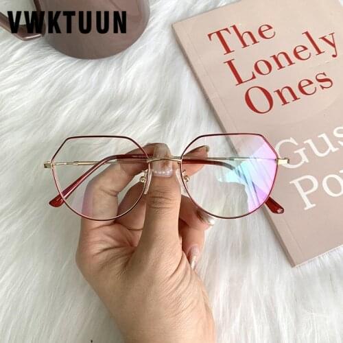 VWKTUUN Stainless Steel Glasses Frame Irregular Eye glasses Frames For Women Optical Spectacles Myopia Fake Glasses