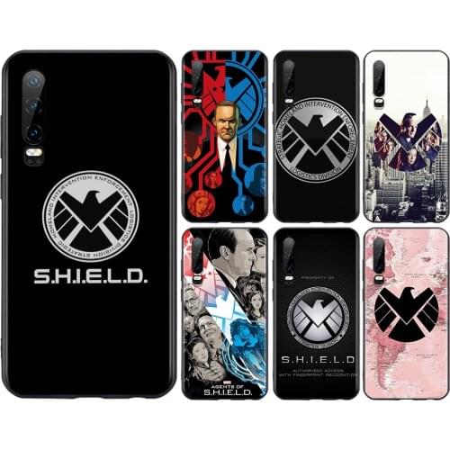 Marvel SHIELD For Huawei P50 P40 P30 P20 P10 P9 P8 Lite E Pro Plus Lite Mini 2019 2017 Black Soft Phone Case