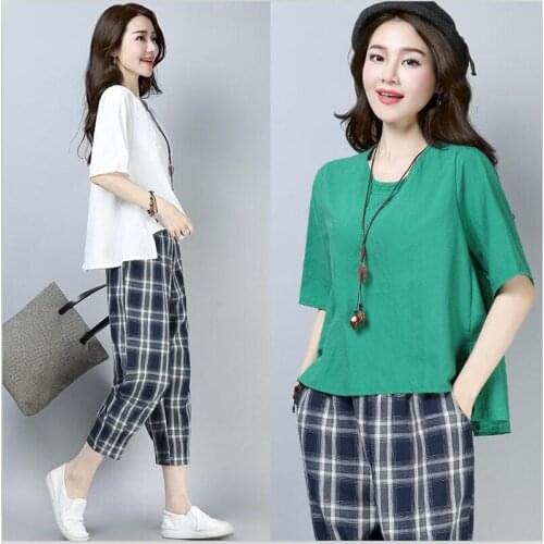 Plus Size Women Shirt M-7XL 2020 Summer Thin Cotton And Linen Half Sleeves Shirt Front Short Behind Long Women Tops