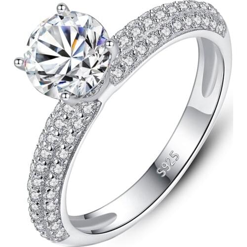 Luxury 100% 925 Sterling Silver Cut 1 Carat D Color Moissanite Wedding Rings For Women Elegant Party Jewelry Fine Jewelry Gift