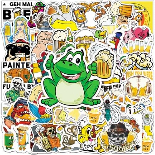 10/50pcs Funny Characters Beer Sticker Alcohol Wine Beer Stickers for Laptop Helmet Suitcase Computer Bike Motorcycle Adesivos