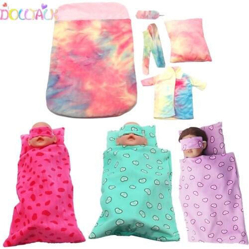 18-inch American Doll Accessories 3PC(sleeping bag+pillow+Blindfold) Sleeping Bag Set For 43-45cm New Bron,BJD,DIY Girl Dolls