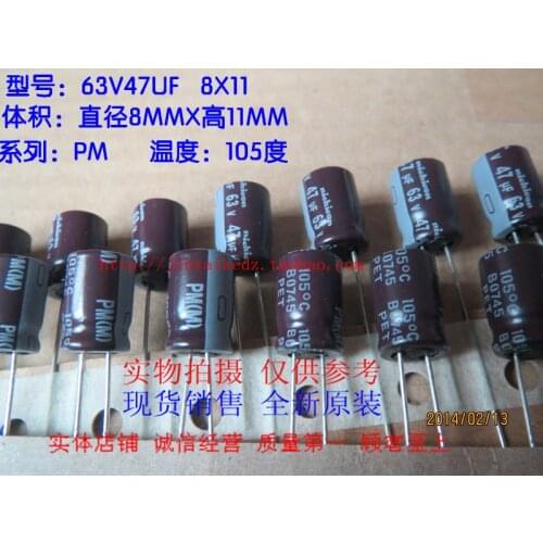 2020 hot sale 30PCS/50PCS Import electrolytic capacitors 63V47UF 8X11.5 PM brown 105 degrees NICHICON spot free shipping