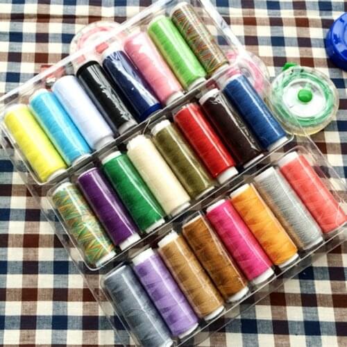 24PCS Polyester Rolls Color Assorted Spools Thread All Purpose Home Hand Machine Sewing Decor Reel Thread Dress Making Tools