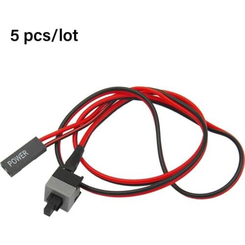 5Pcs 50cm 2 Pin SW PC Power Cable On/Off Push Button Computer Case Switch Wire Computer Accessories